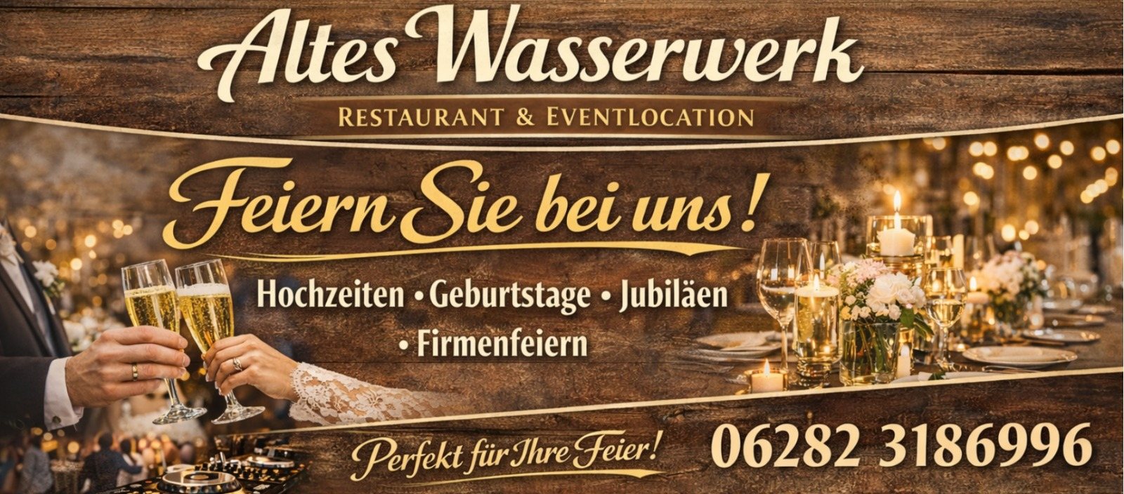 Flyer: Feiern Sie bei uns, Restaurant Altes Wasserwerk
